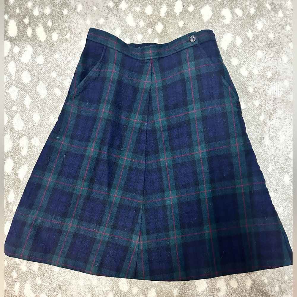 Ralph Lauren Blue and Green Plaid A-Line Skirt